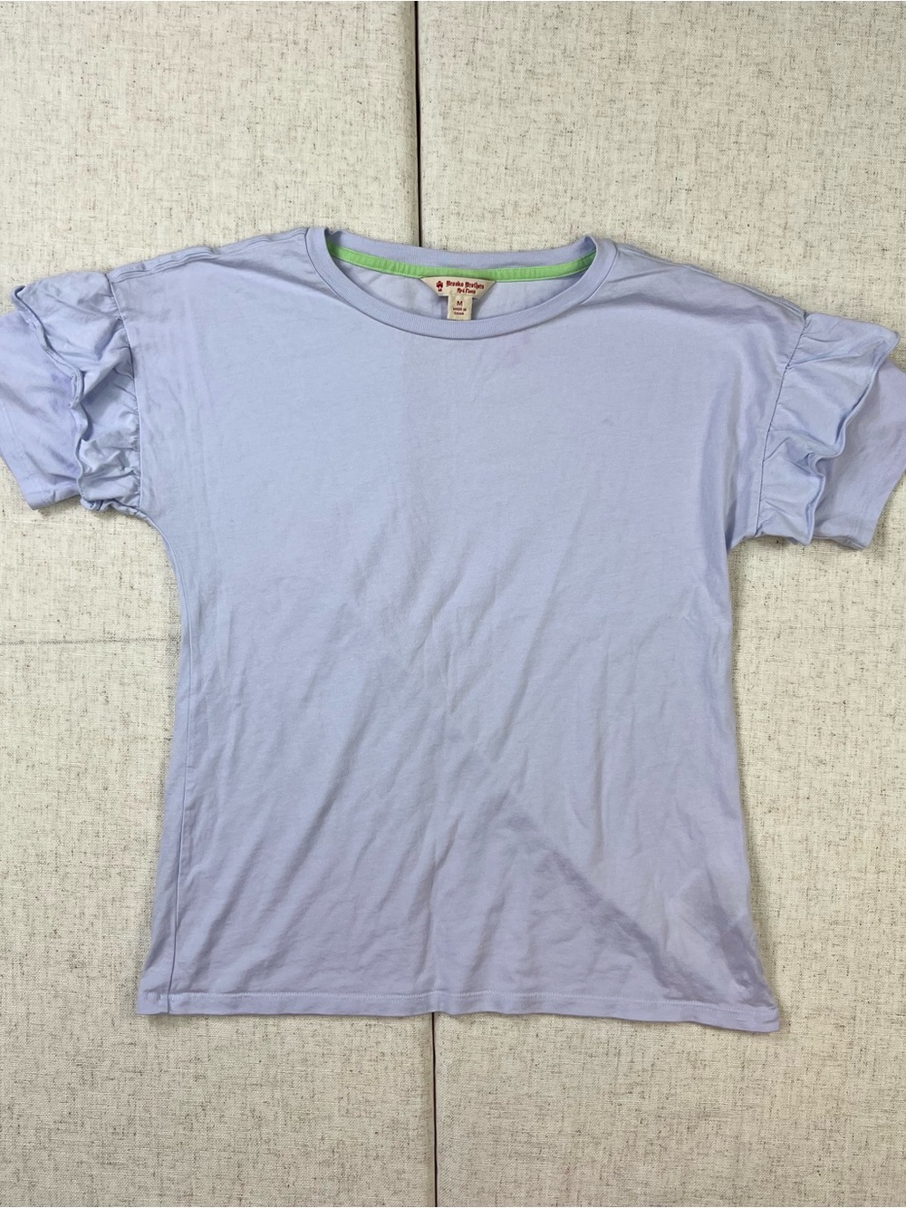 Brooks Brothers Red Fleece Lavender Ruffle Flutter Sleeve Cotton Modal Tee M